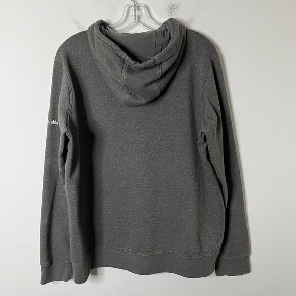 Columbia Men's Hoodie Sweatshirt L Gray & White Logo Pullover Long Sleeve Hooded - Picture 5 of 7